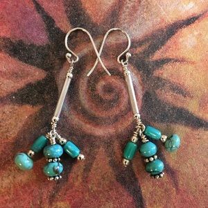 Handmade Genuine Turquoise Sterling Earrings NEW‼️